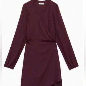 Aritzia Babaton Degrazia Wrap Mini Dress Deep Wine Burgundy Size Medium